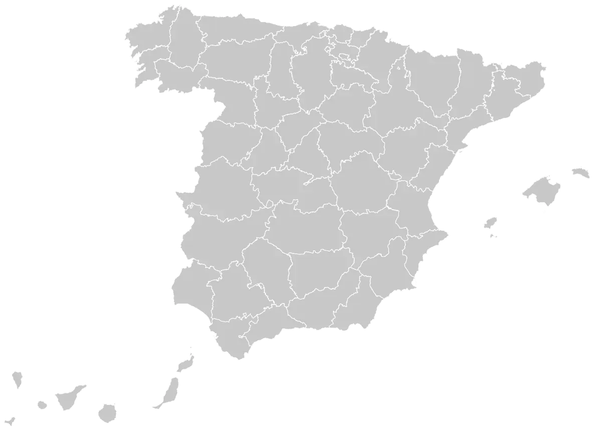 Mapa de España con las 50 provincias, Baleares y Canarias